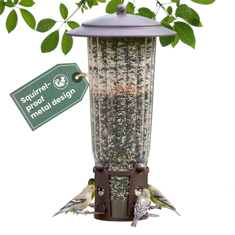 Perky-Pet 334-1SR Squirrel-Be-Gone Max Large Wild Bird Feeder with Flexports, Squirrel Proof Bird Feeder with Weight-Activated Perches - 4LB Seed Capacity - Image 1